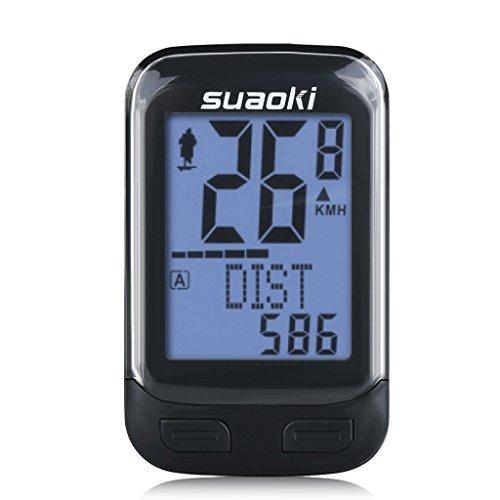 Suaoki Wireless 2.4GHz Transmission Bike Cycling Computer with Cadence Sensor Bicycle Speedometer Odometer Track Calories User A/B Backlight Water Resistant etc 22 Function