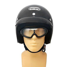 Load image into Gallery viewer, MMG 207 - Motorcycle 3/4 Open Face Helmet Snap On Visor Street Cafe Racer D O T - Glossy Black (Large) with Goggles