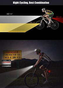 Bike Light Set Hoicmoic Bicycle Headlight USB Rechargeable Powerful 300 Lumens IP65 with 2 Tail Light in White and Red Light for Kids Men Women Safety Raod Cycling