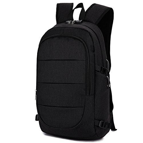 Anti Theft Business waterproof Laptop Backpack with USB Charging Port and Headphone interface Fits UNDER 15.6 inch Laptop by AMBOR,for College Student Work Travel Men & Women.Black