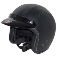 Core Vintage Open Face Helmet (Black Leather, X-Small)