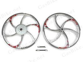 Aluminum Mag Wheels with 44T Sprocket - HY22 (Silver) 80CC Gas Motorized Bicycle