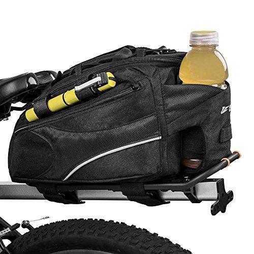 BV Bike Commuter Carrier Trunk Bag with Velcro Pump Attachment, Small Water Bottle Pocket & Shoulder Strap