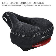 Load image into Gallery viewer, Comfortable Men Women Bike Seat - DAWAY C99 Memory Foam Padded Leather Wide Bicycle Saddle Cushion with Taillight, Waterproof, Dual Spring Designed, Soft, Breathable, Fit Most Bikes, 1 Year Warranty