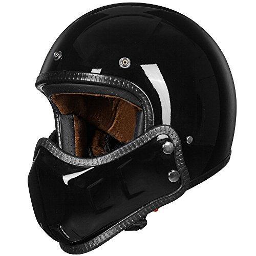 ILM Motorcycle Helmets ATV Dirt Bike Cool Open Face 3/4 Half Helmet With Removable Chin Guard 3 Colors (M, Glossy Black)