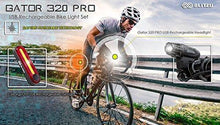 Load image into Gallery viewer, Blitzu Gator 320 PRO USB Rechargeable Bike Light Set POWERFUL Lumens Bicycle Headlight FREE TAIL LIGHT, LED Front and Back Rear Lights Easy To Install for Kids Men Women Road Cycling Safety Flashlight