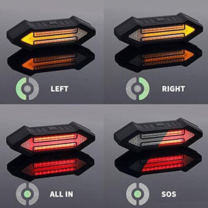 KILI LIFE Turn Signal Tail Light, Intelligent LED Waterproof Cycle Rear Light, Rechargeable with Wireless Remote for Mountain and Road Bike