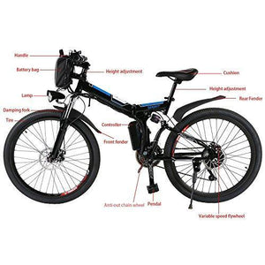 Kaluo Folding Electric Mountain Bike, 26 Inch Wheel, Lithium-Ion Battery, Dual-Suspension and Shimano Gear, 2 Working Mode (US Stock)