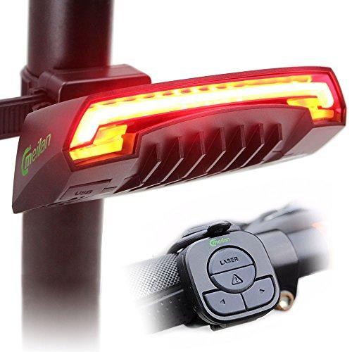 Meilan Smart Bike Tail Light X5 USB Rechargeable with Wireless Remote Turn signals Laser Beams for Moutain Bike,BMX Bike,Road Bicycle and Hybrid Bike 85 Lumens