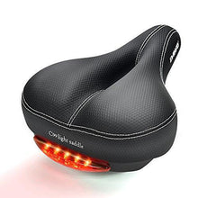 Load image into Gallery viewer, Comfortable Men Women Bike Seat - DAWAY C99 Memory Foam Padded Leather Wide Bicycle Saddle Cushion with Taillight, Waterproof, Dual Spring Designed, Soft, Breathable, Fit Most Bikes, 1 Year Warranty