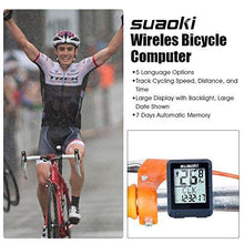 Load image into Gallery viewer, Suaoki Wireless Bike Computer Bicycle Speedometer Bike Odometer with LCD Backlight, 5 Language Displays, Auto Power On/Off Systems, Multi Function for Cycling