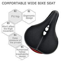 Load image into Gallery viewer, Comfortable Men Women Bike Seat - DAWAY C99 Memory Foam Padded Leather Wide Bicycle Saddle Cushion with Taillight, Waterproof, Dual Spring Designed, Soft, Breathable, Fit Most Bikes, 1 Year Warranty