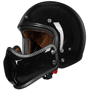 ILM Motorcycle Helmets ATV Dirt Bike Cool Open Face 3/4 Half Helmet With Removable Chin Guard 3 Colors (M, Glossy Black)