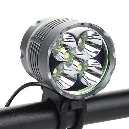 HZTech Bicycle Headlight, 8400 Lumens 7 LED Bike Light, Waterproof MTB Road Bike Front Light Headlamp with 6000mAh Rechargeable Battery Pack, AC Charger for Mountain Bikes, Road Bicycle