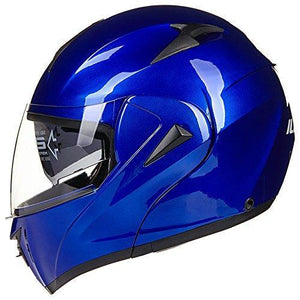 ILM 10 Colors Motorcycle Flip up Modular Helmet DOT (S, Blue)