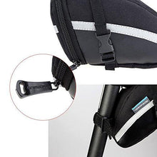 Load image into Gallery viewer, CestMall 1.2L Bicycle &amp; MTB Cycling PU Saddle Bag, Waterproof Bike Bag Back Seat Pouch, Bicycle Repair Tools Pocket Pack with Reflective Stripes (New Black)