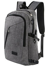 Load image into Gallery viewer, Business Laptop Backpack, Slim Anti Theft Computer Bag, Water-resistent College School Backpack, Eco-friendly Travel Shoulder Bag w/ USB Charging Port Fits UNDER 17&quot; Laptop &amp; Notebook by Mancro (Grey)