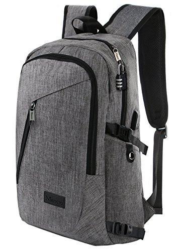 Business Laptop Backpack, Slim Anti Theft Computer Bag, Water-resistent College School Backpack, Eco-friendly Travel Shoulder Bag w/ USB Charging Port Fits UNDER 17