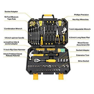 DEKOPRO 128 Pieces Tool Set--General Household Hand Tool Kit, Auto Repair Tool Set, with Plastic Toolbox Storage Case (128PCS)