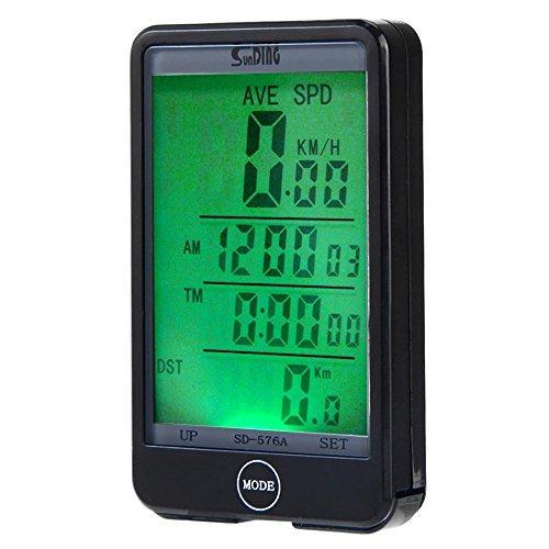 RUNACC Bicycle Wireless Computer Speedometer Bike Odometer Wireless Bicycle Speedometer with LCD Display Screen and Backlight, Suitable for Mountain Bike, Road Bike and Common Bicycle, Black