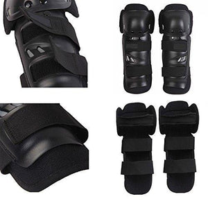 Knee Shin Guards Adult Knee Pads Protector Flexible Breathable Adjustable Elbow Armor for Motorcycle Motocross Racing Mountain Bike, One size Fits Most ,4 Pieces Black