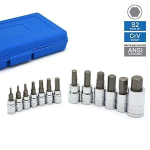 Neiko 10074A Hex Bit Socket Set, S2 Steel | 13-Piece Set | Metric