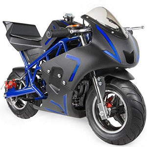 XtremepowerUS 40CC 4-Stroke Gas Power Mini Pocket Motorcycle Ride-on, Blue/Black, EPA Certificated