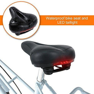 Zacro Bike Seat with LED Taillight,Universal Gel Bike Saddle with Spring and Breathable Design, 1 Mounting Wrench and 1 Screwdriver Included