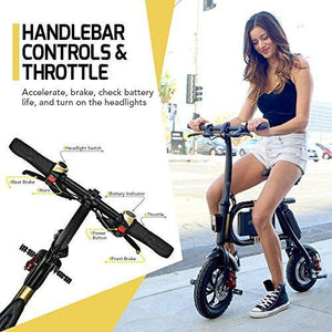 SWAGTRON SwagCycle E-Bike – Folding Electric Bicycle with 10 Mile Range, Collapsible Frame, and Handlebar Display