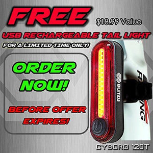 Blitzu Gator 380 USB Rechargeable Bike Light Set POWERFUL Lumens Bicycle Headlight FREE TAIL LIGHT, LED Front and Back Rear Lights Easy To Install for Kids Men Women Road Cycling Safety Flashlight