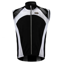 Load image into Gallery viewer, Spakct Cycling Brushed Polyester Fabric Sleeveless Zipper Vest for Men - Black + White (XL)