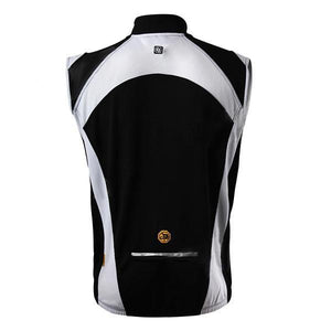 Spakct Cycling Brushed Polyester Fabric Sleeveless Zipper Vest for Men - Black + White (XL)