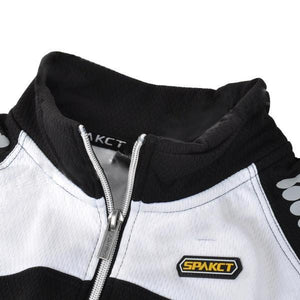 Spakct Cycling Brushed Polyester Fabric Sleeveless Zipper Vest for Men - Black + White (XL)